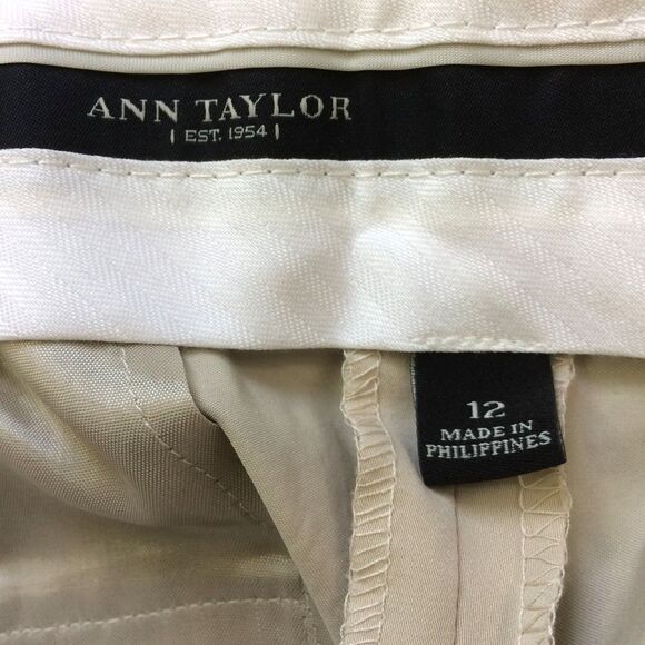 Ann Taylor Trousers Pants Ankle Cuffed Slash Pockets Beige Size 12 - Picture 4 of 4